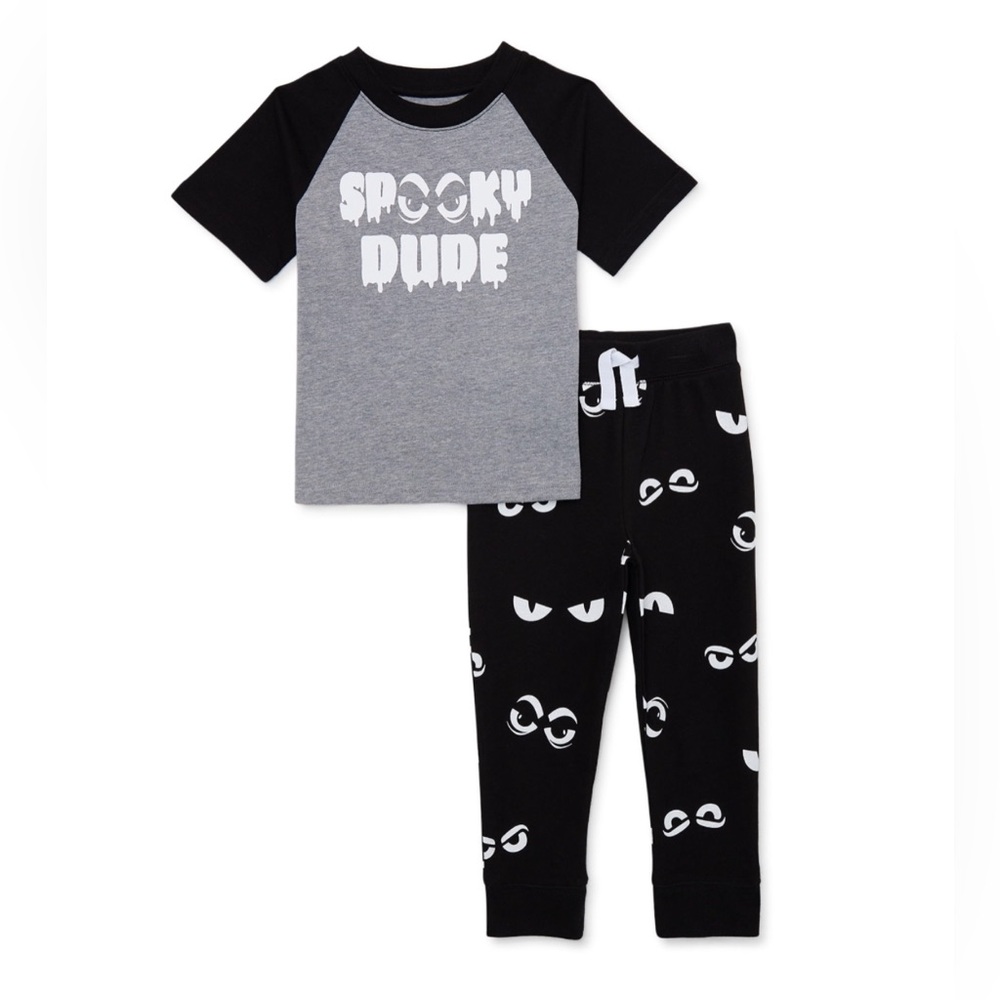 Spooky Dude 4T Short-Sleeve T-Shirt and Joggers Outfit Set, 2pc Halloween NWT